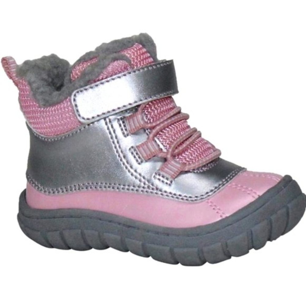 NWT Wonder Nation Girls Pink & Silver Fur Boots Size 3